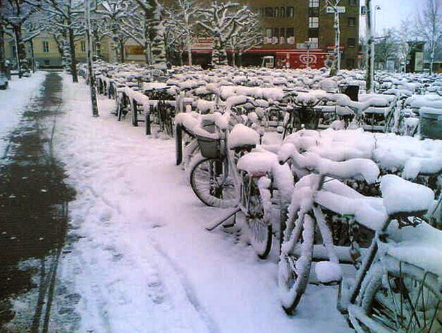 Snow on bikes in Lund,  CC 2.0: by Olga Caprotti