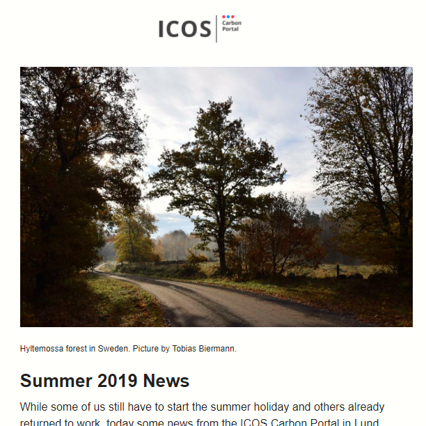 Screenshot of newsletter