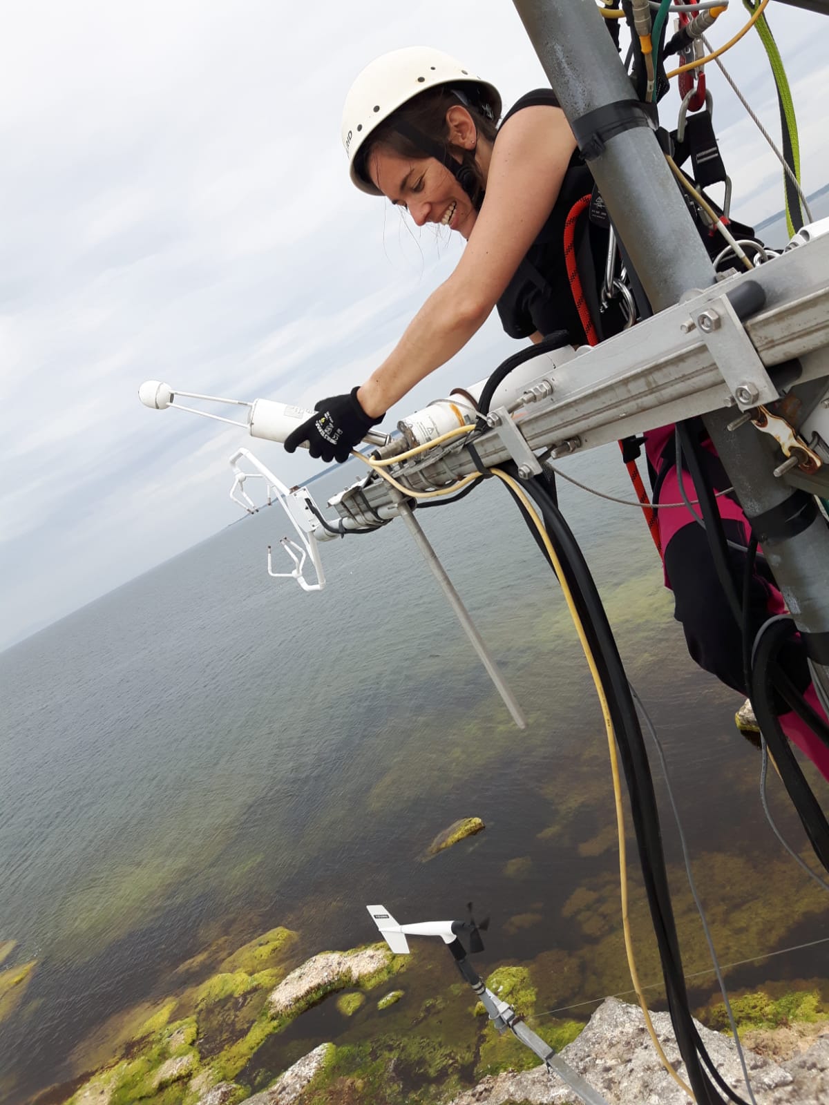 Lucia Gutiérrez Loza atop the measuring tower