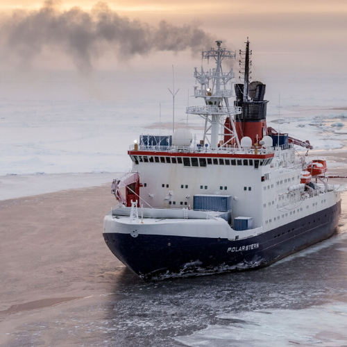 The German research vessel Polarstern in the Arctic. 