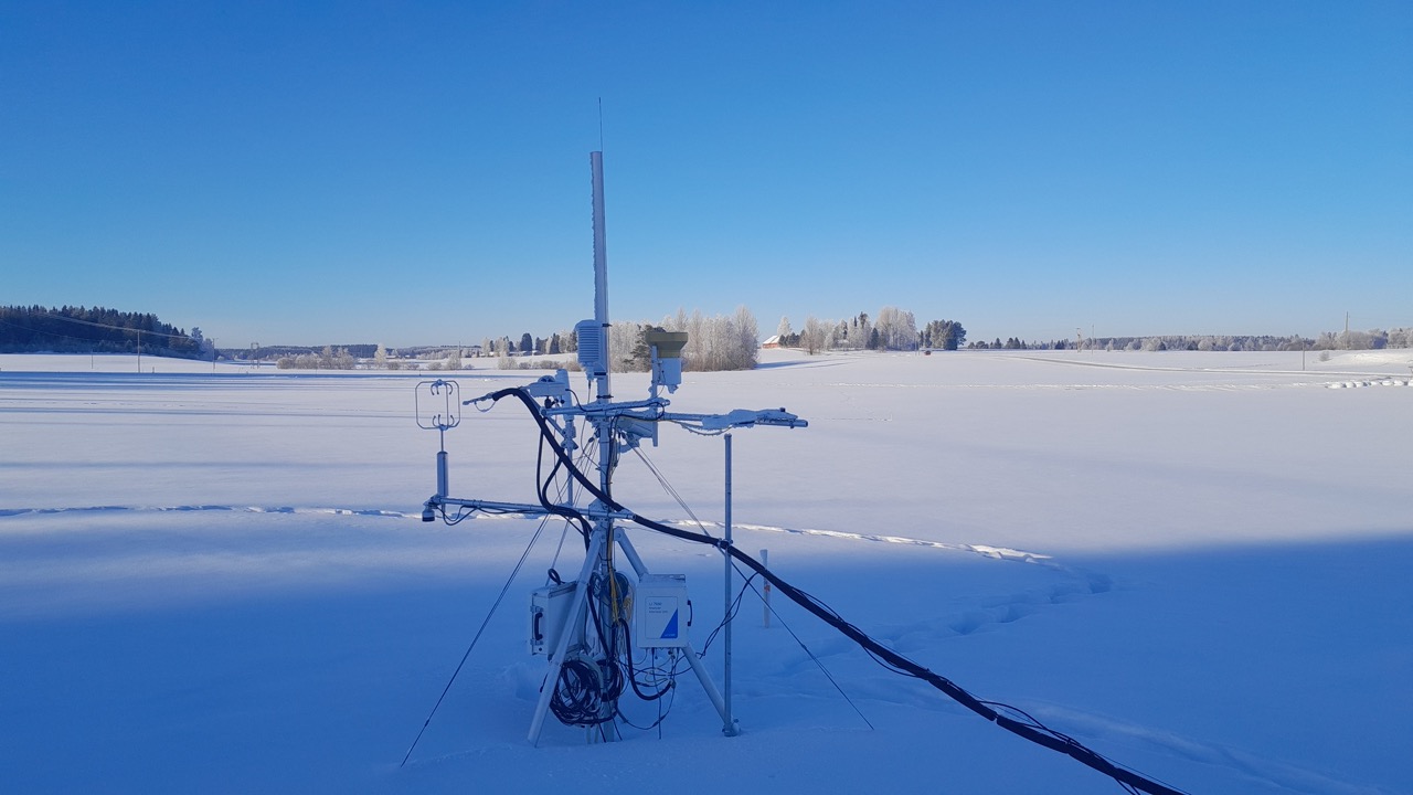 a measurement tower in the Anttila Ecosystem station in Finland