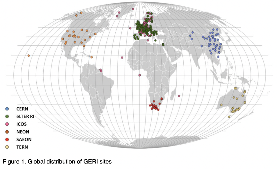 Picture of a map showing locations of RIs belonging to GERI