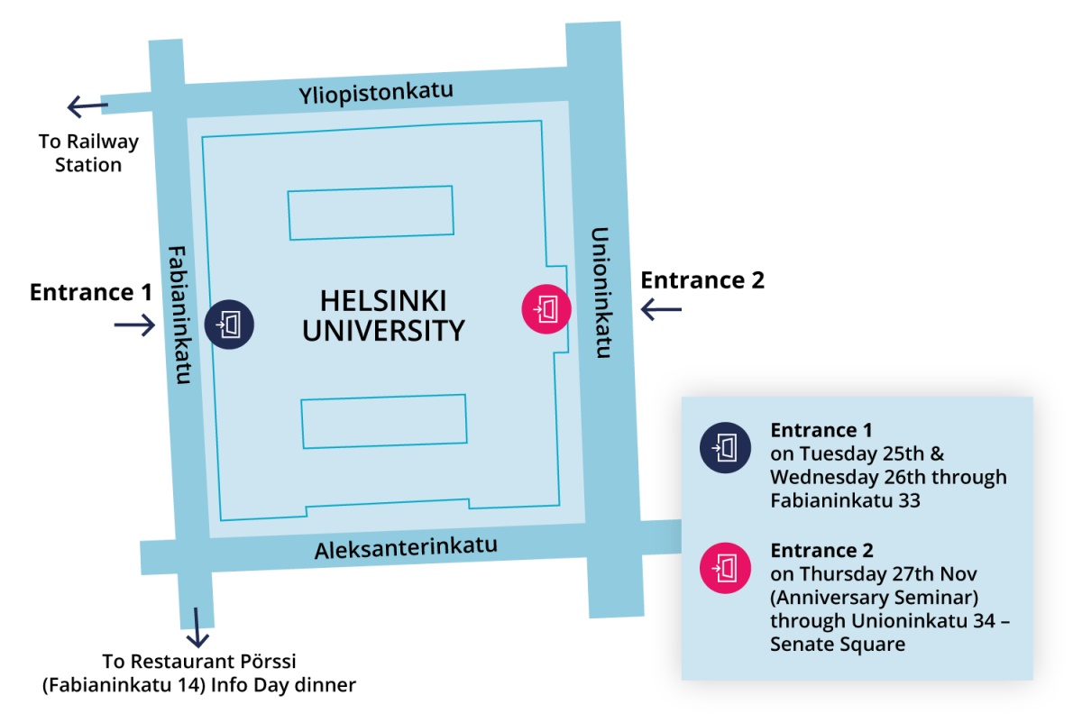 map showing different entrances