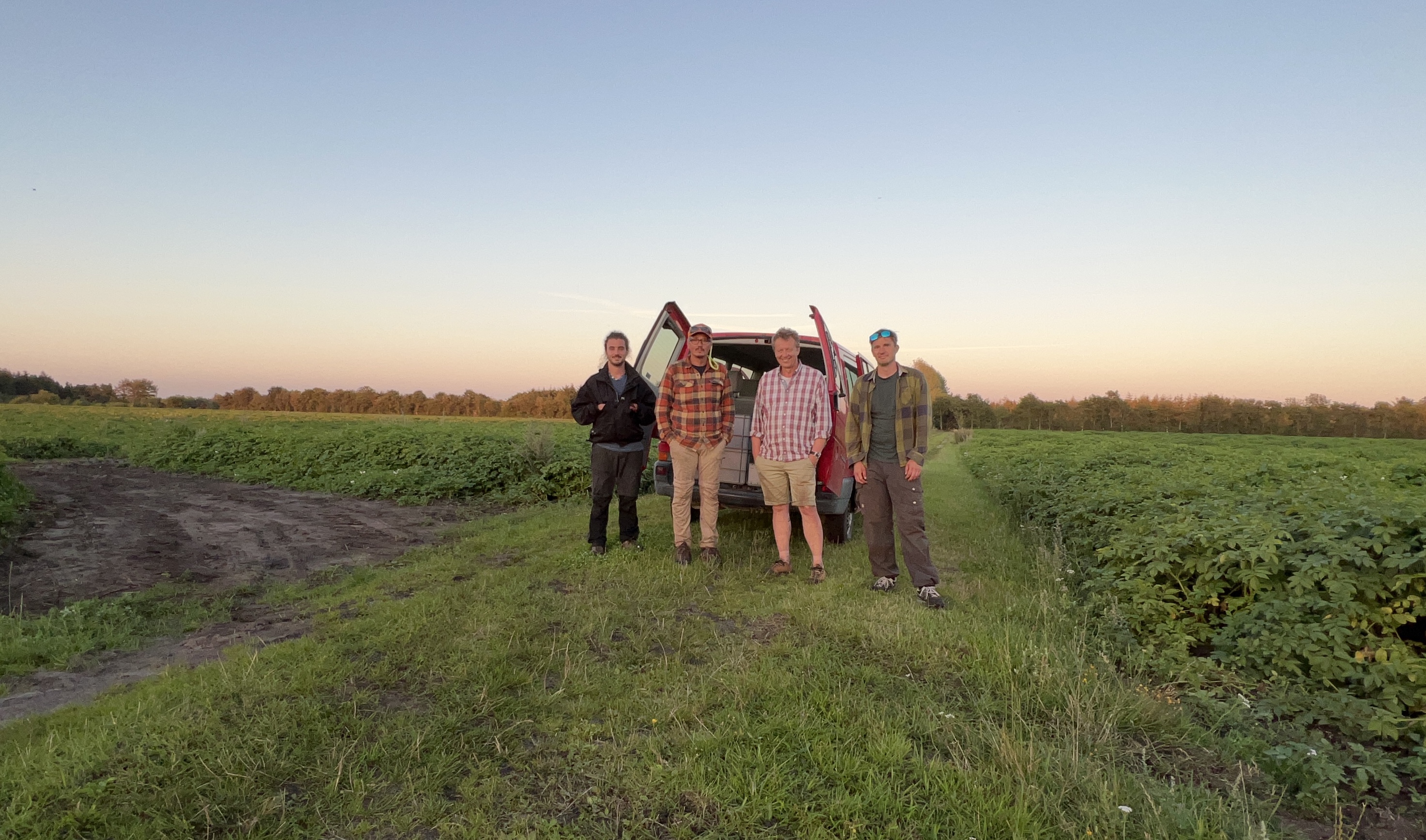 the team leaving at sunset