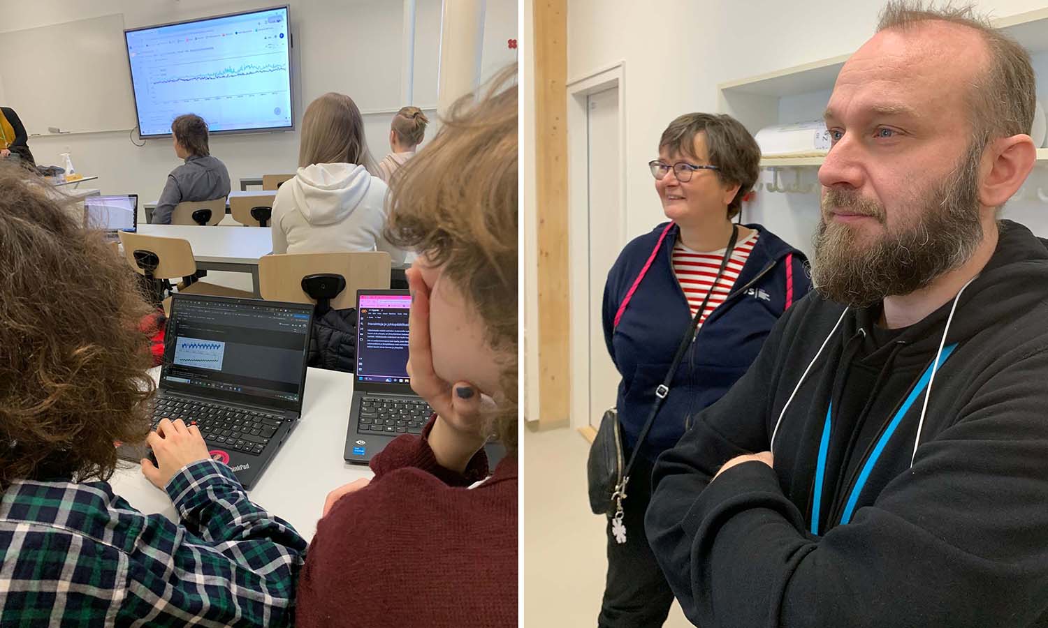 Elena Saltikoff and Ville Kasurinen from ICOS were happy to see the students engaging eagerly in the work using ICOS data.