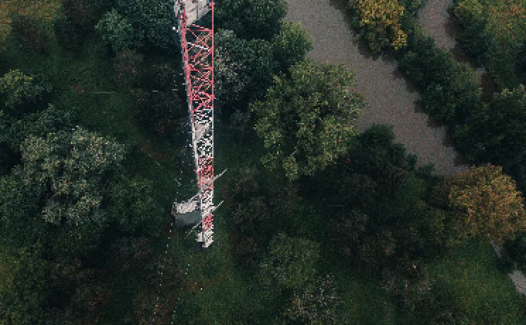 Aerial photograph of an athmospheric station measurement tower.