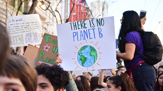 teenagers in a climate demonstration