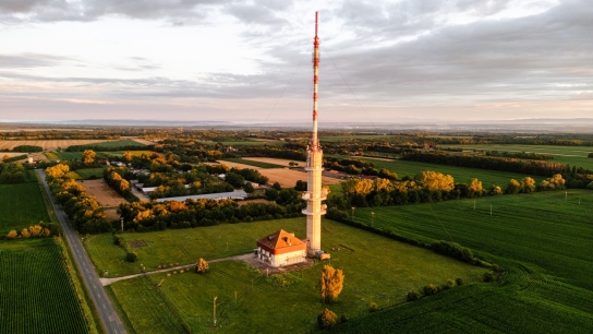 Hegyhatsal station from above during sunset
